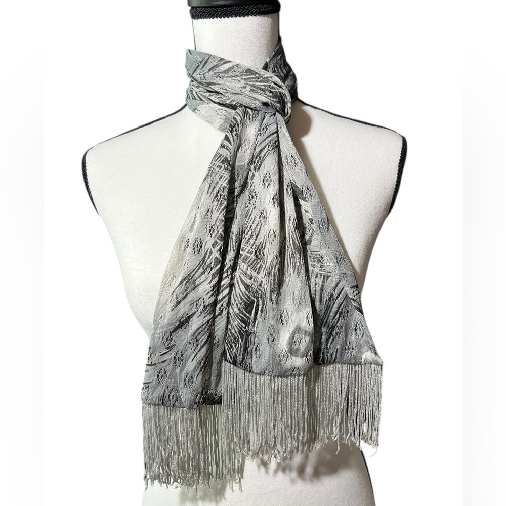 Sheer Patterned Scarf, approx. 6” x 60”